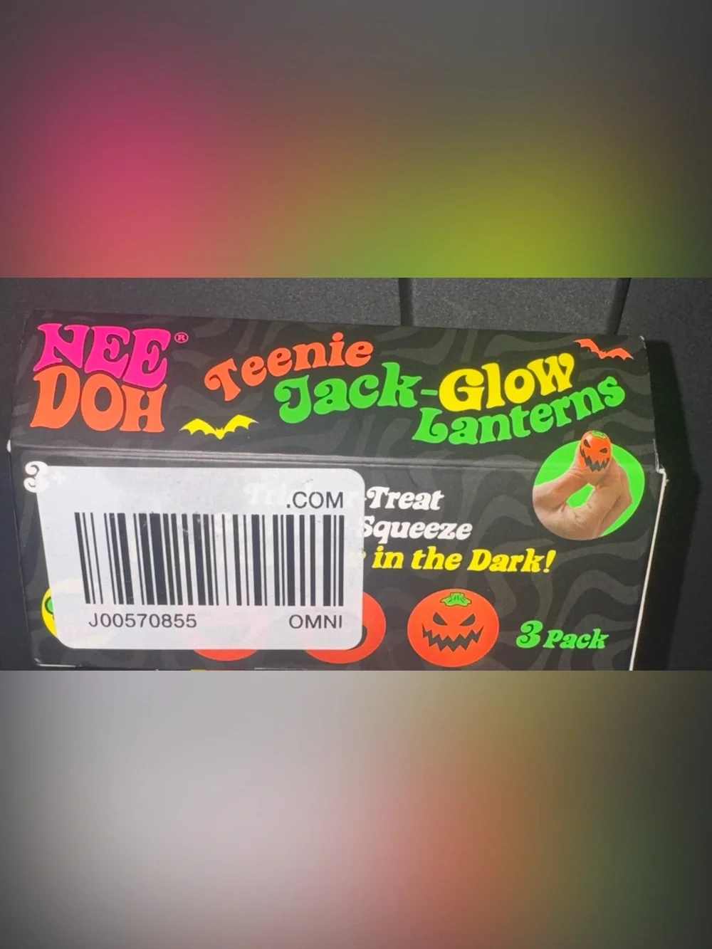 Needoh Teenie Jack-Glow Lanterns 3-Pack Halloween Glow Pumpkins Squishy